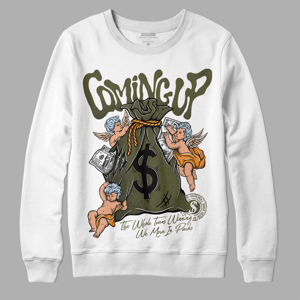 Jordan 5 "Olive" DopeSkill Sweatshirt Money Bag Coming Up Graphic Streetwear - White