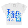 Royal Blue Sneakers DopeSkill Women's Crop Top Protect Me From Evil Graphic Streetwear - White