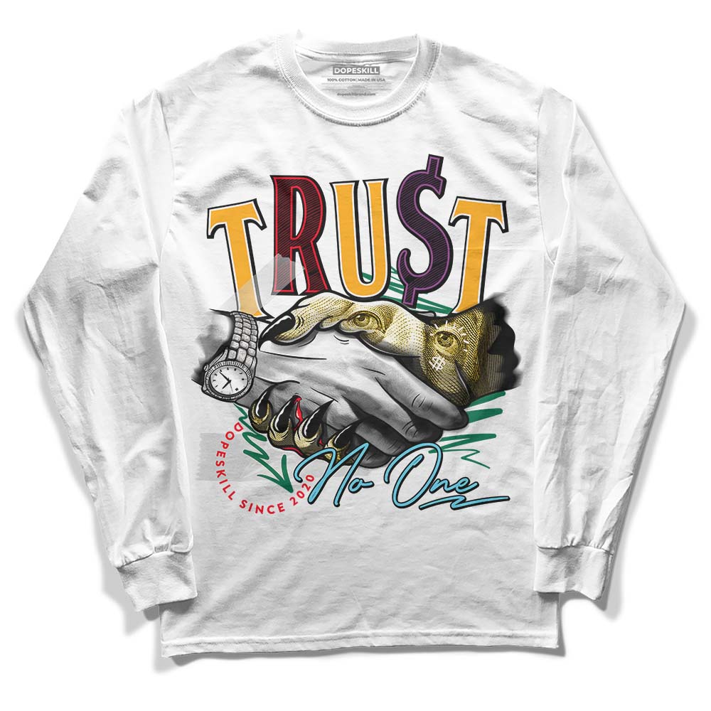 Jordan 1 Mid GS 'Six Championships DopeSkill Long Sleeve T-Shirt Trust No One Graphic Streetwear - White