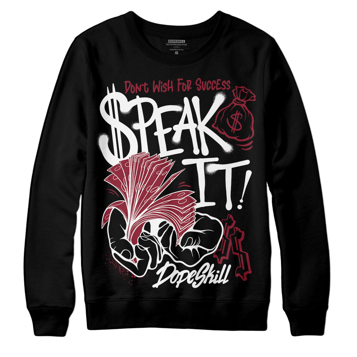 Jordan 1 Retro High '85 OG Metallic Burgundy DopeSkill Sweatshirt Speak It Graphic Streetwear - Black