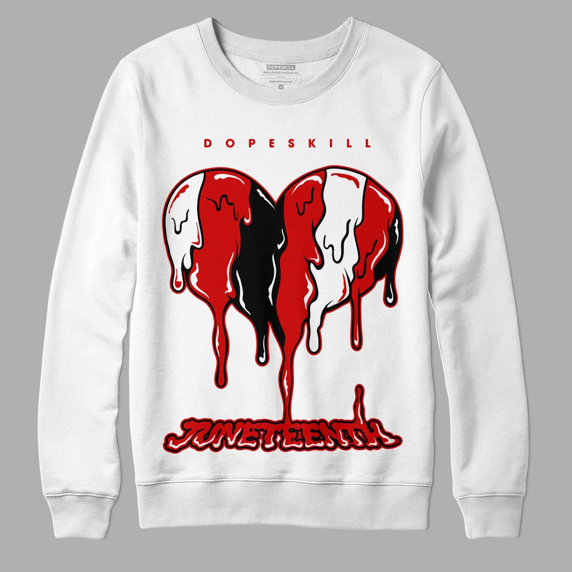 Jordan 1 Retro Low "Black Toe" DopeSkill Sweatshirt Juneteenth Heart Graphic Streetwear - White