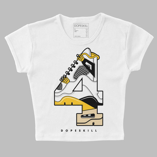 Jordan 4 Retro “Vivid Sulfur” DopeSkill Women's Crop Top No.4 Graphic Streetwear - White 