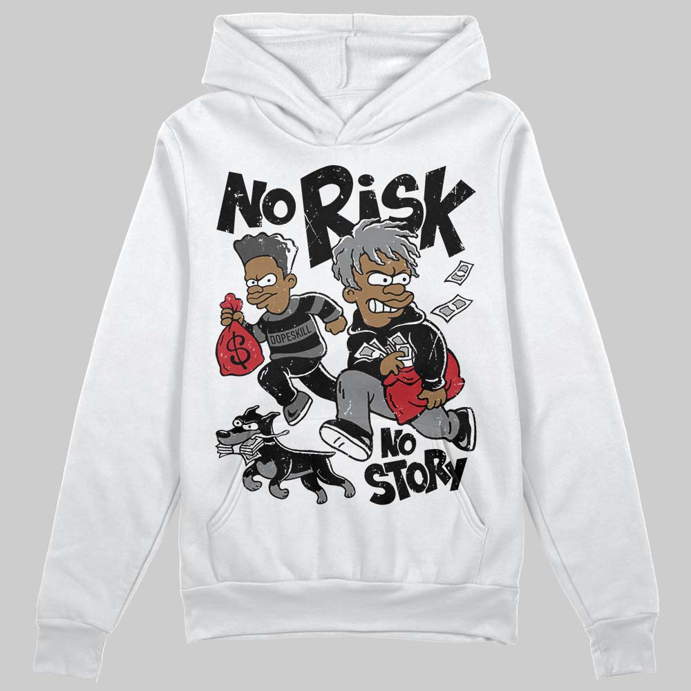 Jordan 4 “Black Cat” (2025) DopeSkill Hoodie Sweatshirt No Risk No Story Graphic Streetwear - White