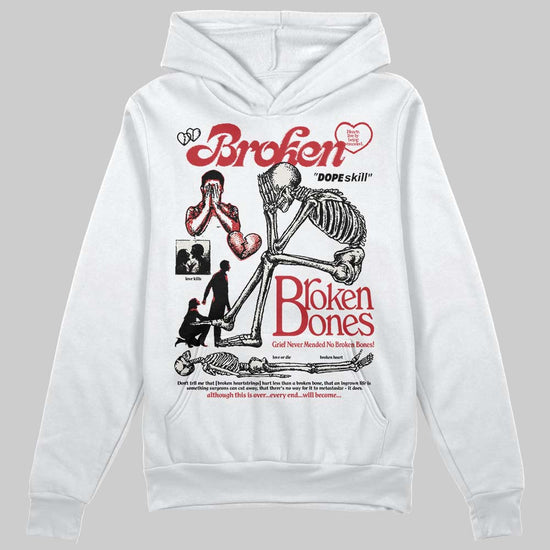 Jordan 4 “Flight Club” DopeSkill Hoodie Sweatshirt Broken Bones Graphic Streetwear - White
