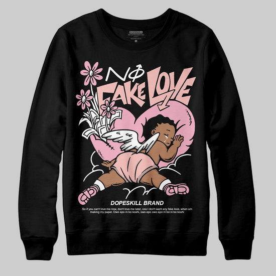 AMIRI White & Pink Stars Court Sneakers DopeSkill Sweatshirt No Fake Love Graphic Streetwear - Black