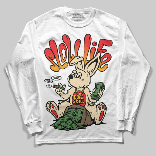 Red Sneakers DopeSkill Long Sleeve T-Shirt Slow Life Graphic Streetwear  - White