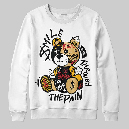 Jordan 12 Retro 'Taxi' 2025 DopeSkill Sweatshirt Smile Through The Pain Graphic Streetwear - White 