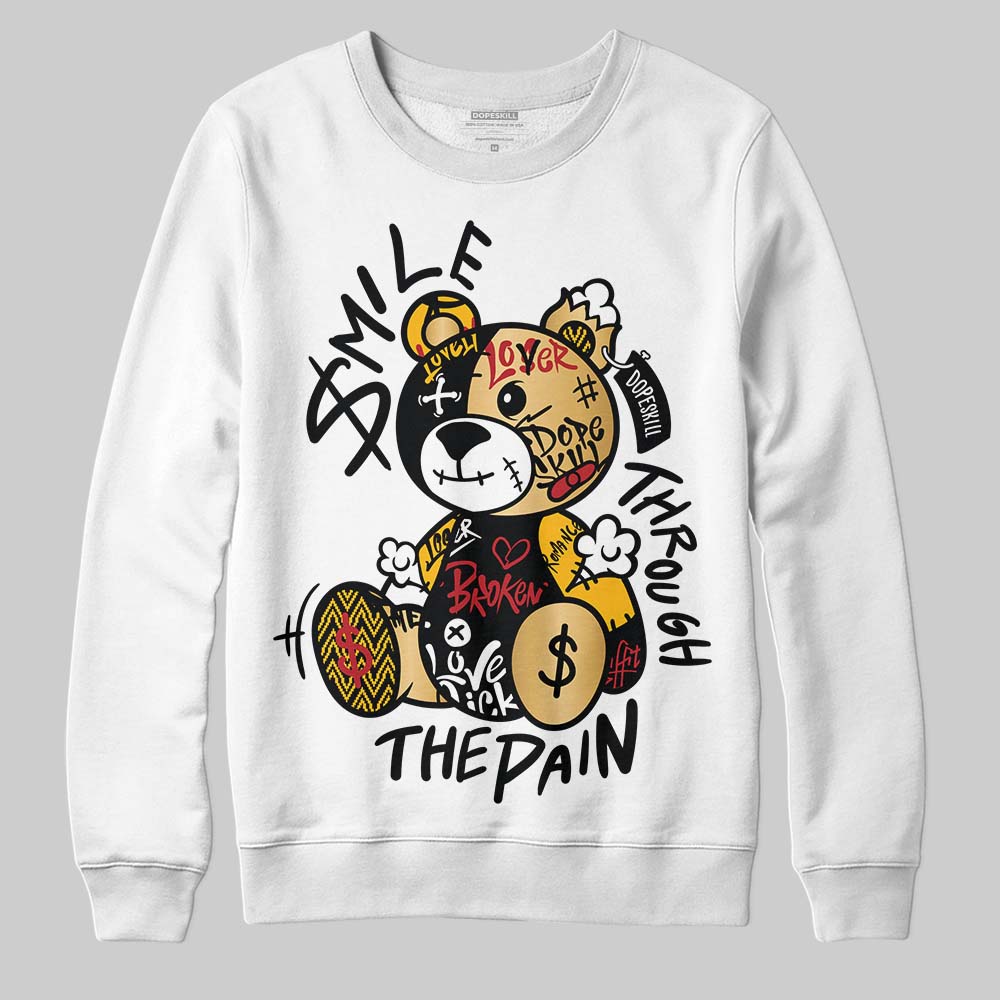 Jordan 12 Retro 'Taxi' 2025 DopeSkill Sweatshirt Smile Through The Pain Graphic Streetwear - White 
