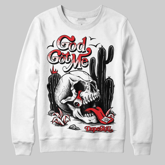 Black and White Sneakers DopeSkill Sweatshirt God Got Me Graphic Streetwear - White