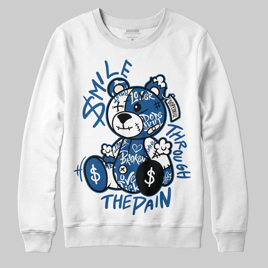Jordan 1 Low OG “Storm Blue” DopeSkill Sweatshirt Smile Through The Pain Graphic Streetwear - White