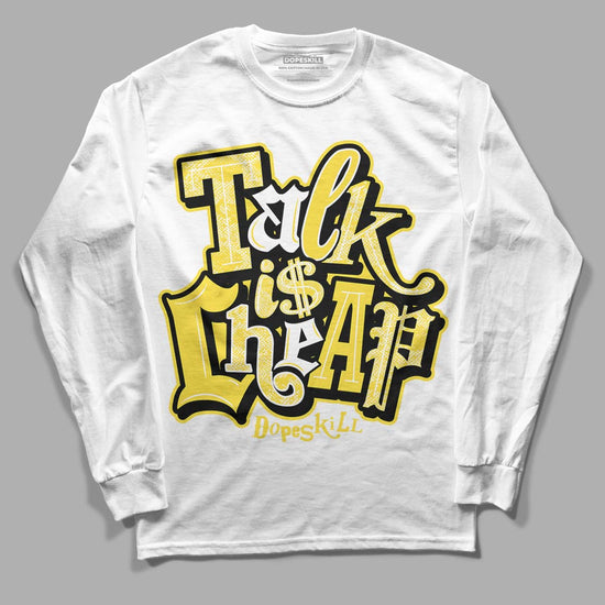 Wmns Air Jordan 11 Low 'Yellow Snakeskin' DopeSkill Long Sleeve T-Shirt Talk Is Chip Graphic Streetwear - White 