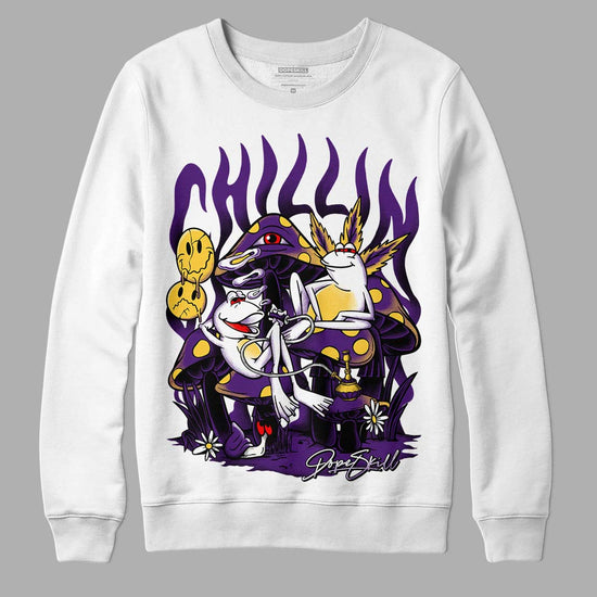 Jordan 12 “Field Purple” DopeSkill Sweatshirt Chillin Graphic Streetwear - White