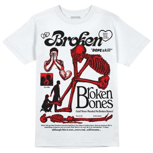 Jordan 12 “Cherry” DopeSkill T-Shirt Broken Bones Graphic Streetwear - White