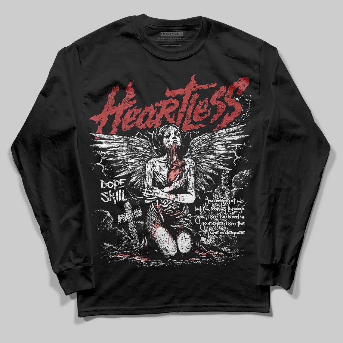 Jordan 13 “Dune Red” DopeSkill Long Sleeve T-Shirt Heartless Graphic Streetwear - Black