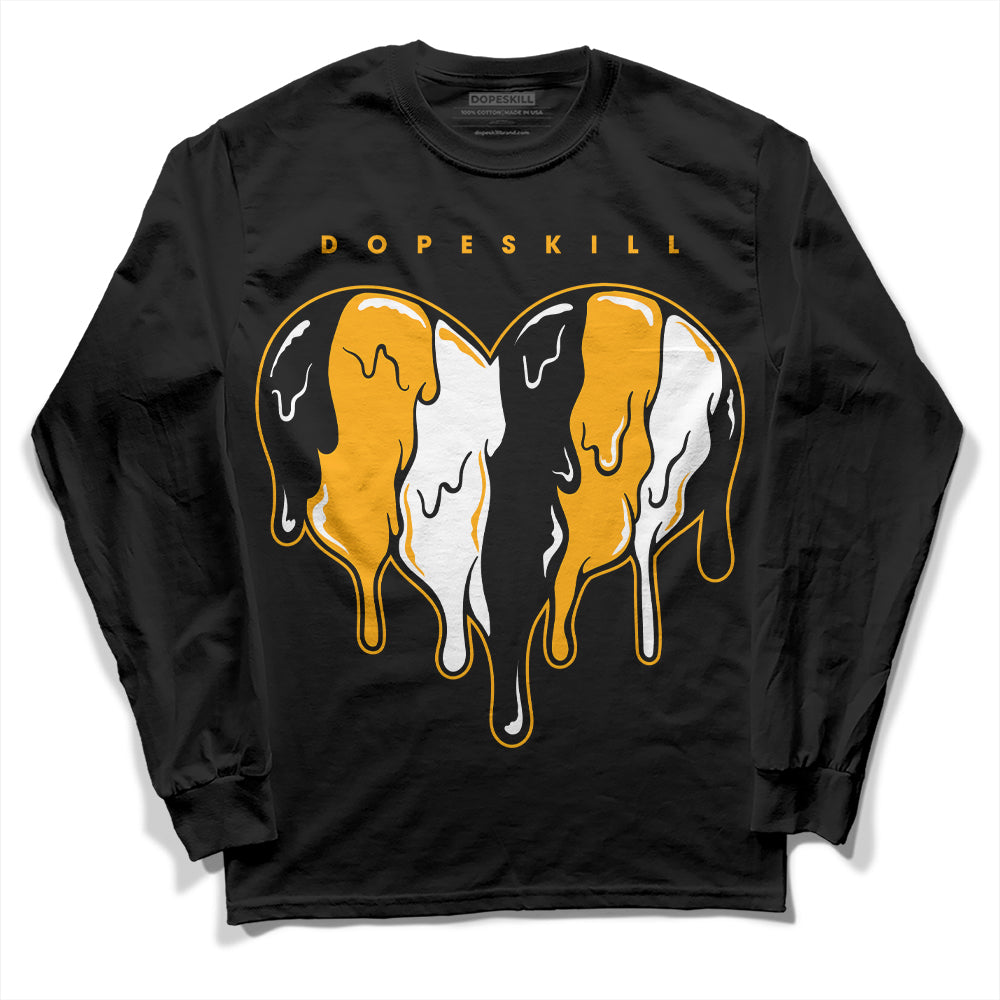 Jordan 1 High Yellow Toe DopeSkill Long Sleeve T-Shirt Slime Drip Heart Graphic Streetwear - Black