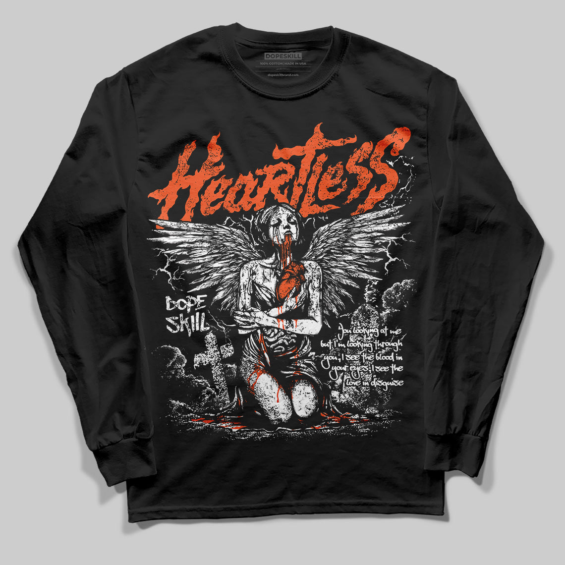 MSCHF Super Normal 2 Orange Milk DopeSkill Long Sleeve T-Shirt Heartless Graphic Streetwear - Black