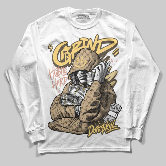 TAN Sneakers DopeSkill Long Sleeve T-Shirt Grind Pray Graphic Streetwear - White 