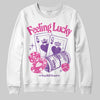Pink Sneakers DopeSkill Sweatshirt Feeling Lucky Graphic Streetwear - WHite
