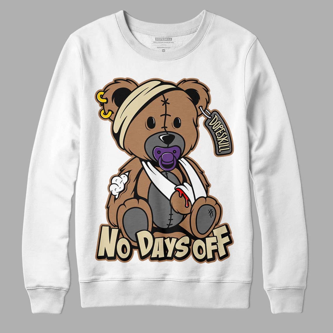 Jordan 6 WMNS Gore-Tex Brown Kelp DopeSkill Sweatshirt Hurt Bear Graphic Streetwear - White 