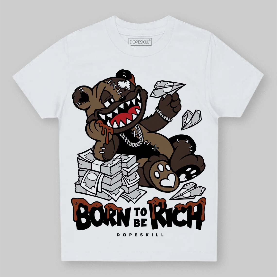 Jordan 1 Low OG “Mocha” DopeSkill Toddler Kids T-shirt Born To Be Rich Graphic Streetwear - White