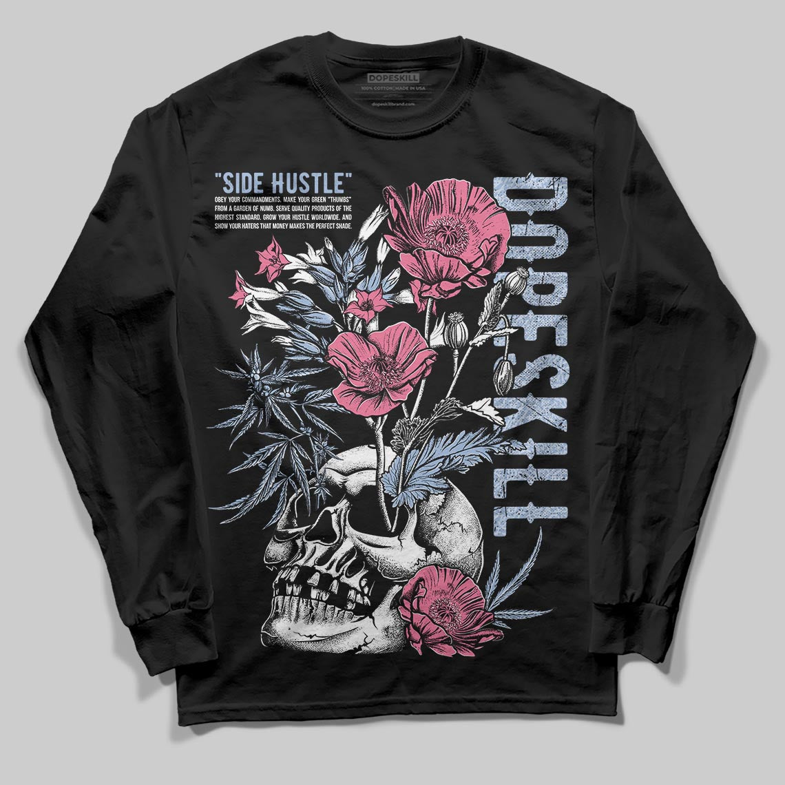 Jordan 3 GS “Denim/Pink Glow” DopeSkill Long Sleeve T-Shirt Side Hustle Graphic Streetwear - Black