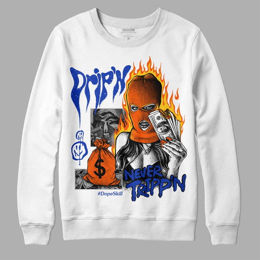 Dunk Low Futura Orange Blaze DopeSkill Sweatshirt Drip'n Never Tripp'n Graphic Streetwear - White