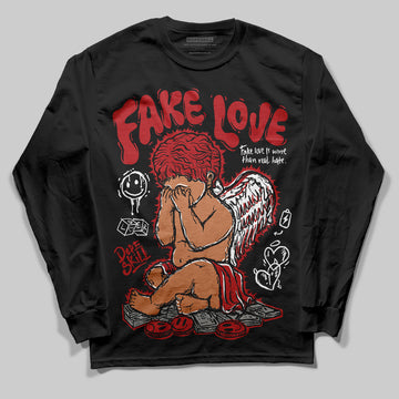 Jordan 12 Retro Flu Game (2025) DopeSkill Long Sleeve T-Shirt False Love Graphic Streetwear - Black