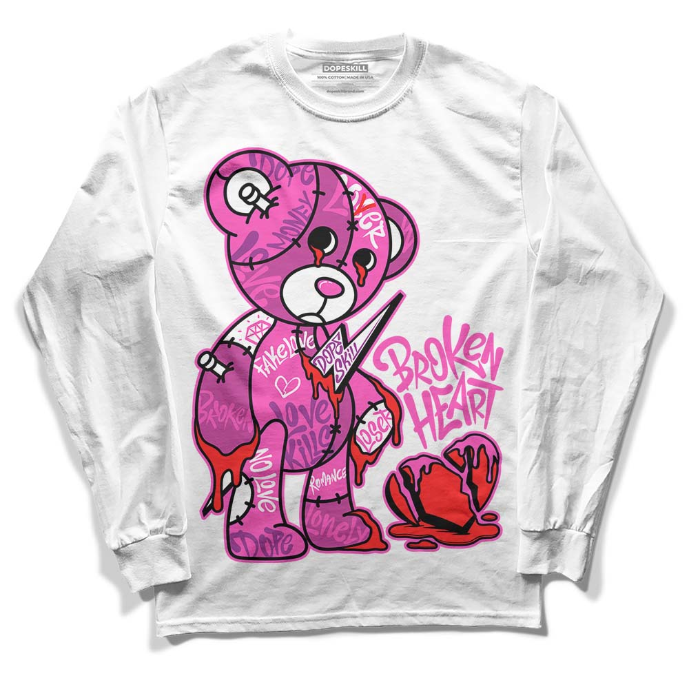 Jordan 4 GS “Hyper Violet” DopeSkill Long Sleeve T-Shirt Broken Heart Graphic Streetwear - White