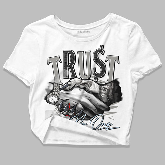 Jordan 6 Retro Cool Grey DopeSkill Women's Crop Top Trust No One Graphic Streetwear - White