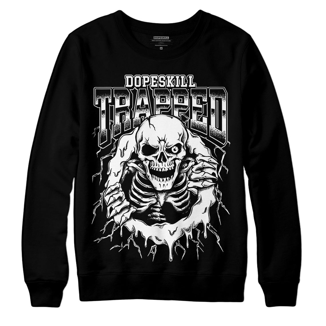 Jordan 1 High 85 Black White DopeSkill Sweatshirt Trapped Halloween Graphic Streetwear - Black