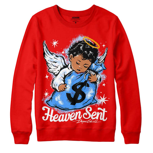 Jordan 11 Retro Cherry DopeSkill Varsity Red Sweatshirt Heaven Sent Graphic Streetwear