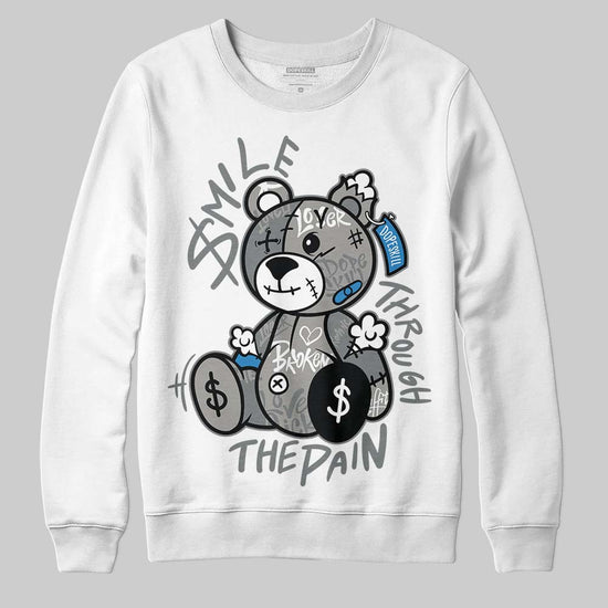 Jordan 9 Cool Grey DopeSkill Sweatshirt Smile Through The Pain Graphic Streetwear - White