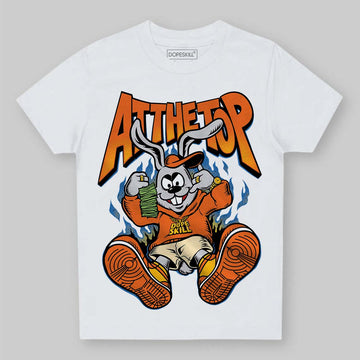 Orange, Black and White Sneakers DopeSkill Toddler Kids T-shirt At The Top Graphic Streetwear - White