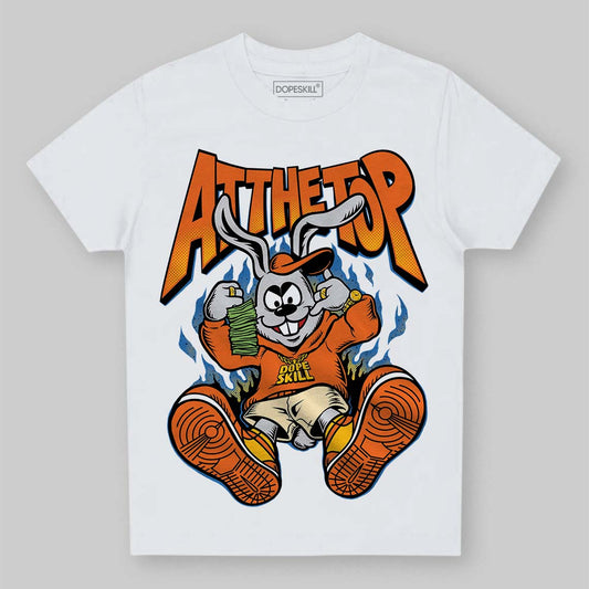 Orange, Black and White Sneakers DopeSkill Toddler Kids T-shirt At The Top Graphic Streetwear - White