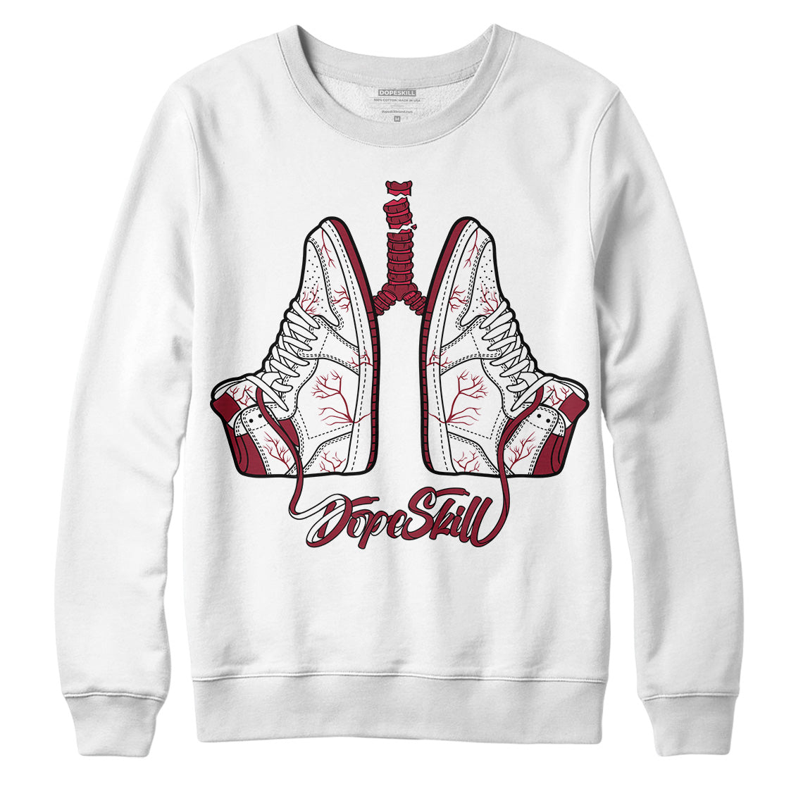 Jordan 1 Retro High '85 OG Metallic Burgundy DopeSkill Sweatshirt Breathe Graphic Streetwear - White