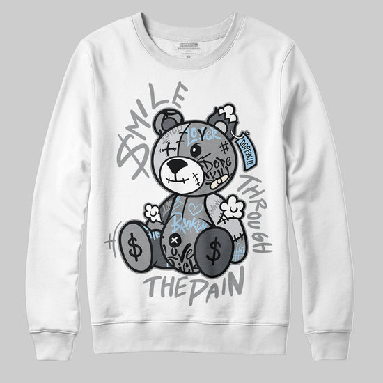 Jordan 5 Retro Wolf Grey (2026) DopeSkill Sweatshirt Smile Through The Pain Graphic Streetwear - White