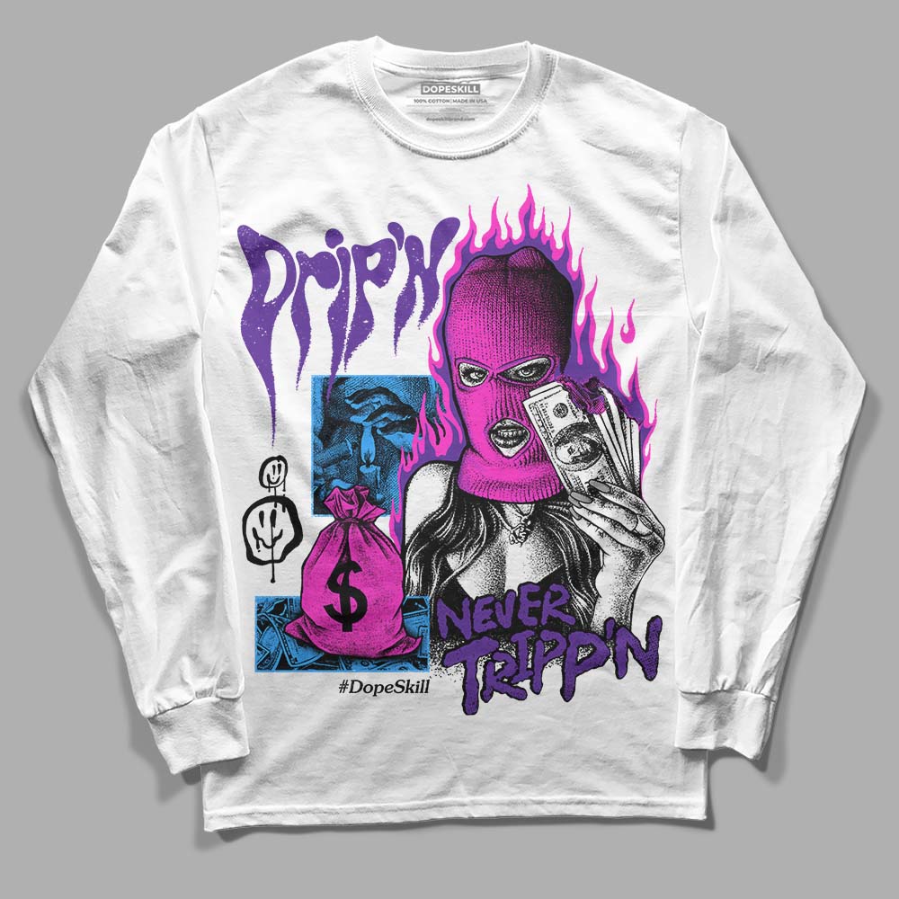 PURPLE Sneakers DopeSkill Long Sleeve T-Shirt Drip'n Never Tripp'n Graphic Streetwear - White