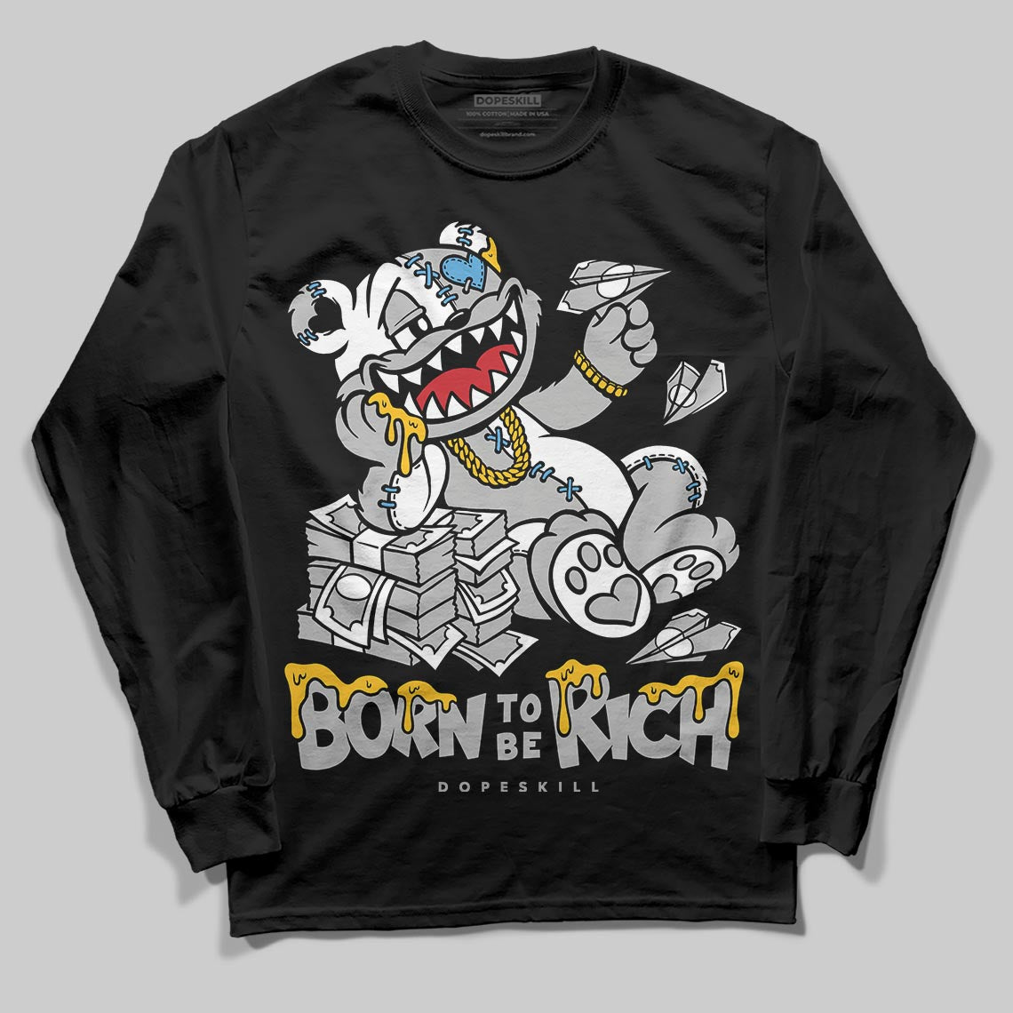 Jordan 10 OG “Steel” DopeSkill Long Sleeve T-Shirt Born To Be Rich Graphic Streetwear - Black