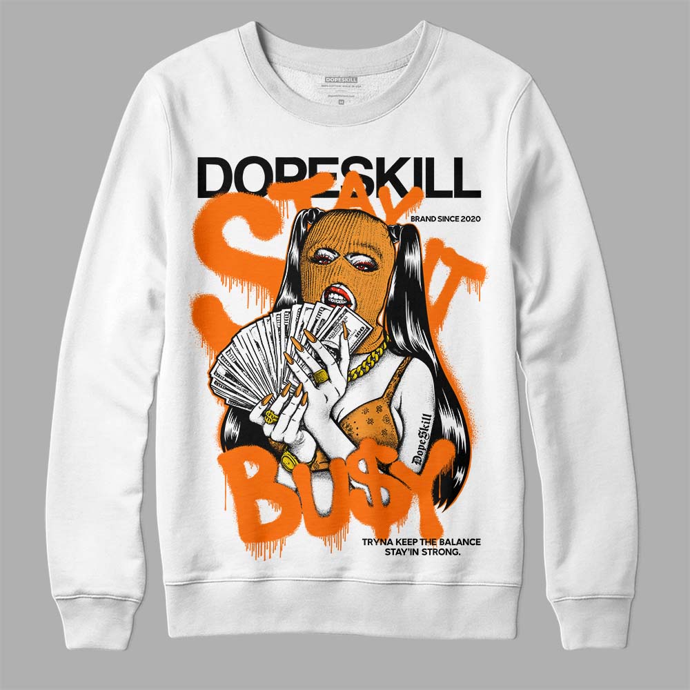 Orange, Black & White Sneakers DopeSkill Sweatshirt Stay It Busy Graphic Streetwear - White 