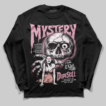 AMIRI White & Pink Stars Court Sneakers DopeSkill Long Sleeve T-Shirt Mystery Ghostly Grasp Graphic Streetwear - Black