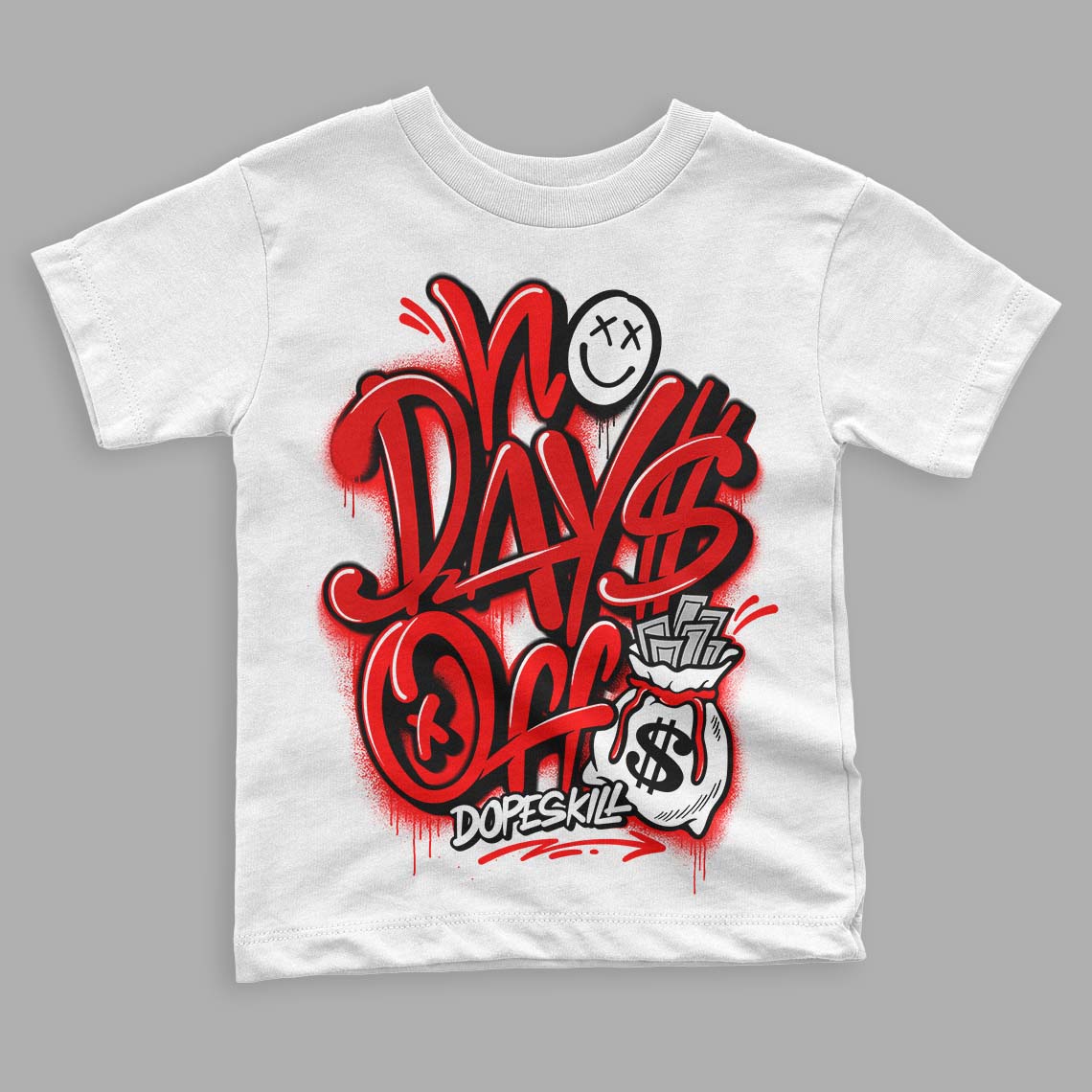 Jordan 1 Retro High OG "Satin Bred" DopeSkill Toddler Kids T-shirt No Days Off Graphic Streetwear - White