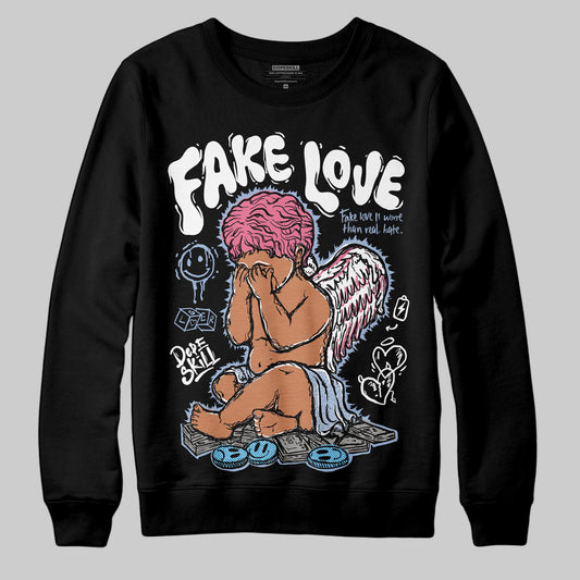 Jordan 3 GS “Denim/Pink Glow” DopeSkill Sweatshirt False Love Graphic Streetwear - Black