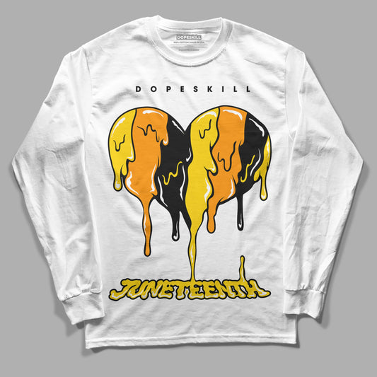 Jordan 6 “Yellow Ochre” DopeSkill Long Sleeve T-Shirt Juneteenth Heart Graphic Streetwear - White