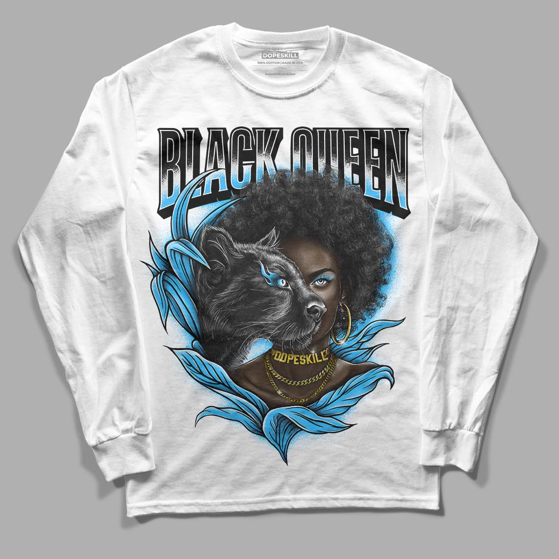 Jordan 1 High Retro OG “University Blue” DopeSkill Long Sleeve T-Shirt New Black Queen Graphic Streetwear - White