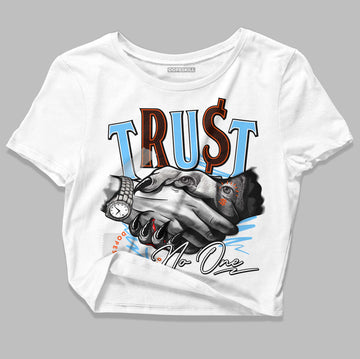 Dunk Low Futura University Blue DopeSkill Women's Crop Top Trust No One Graphic Streetwear - White