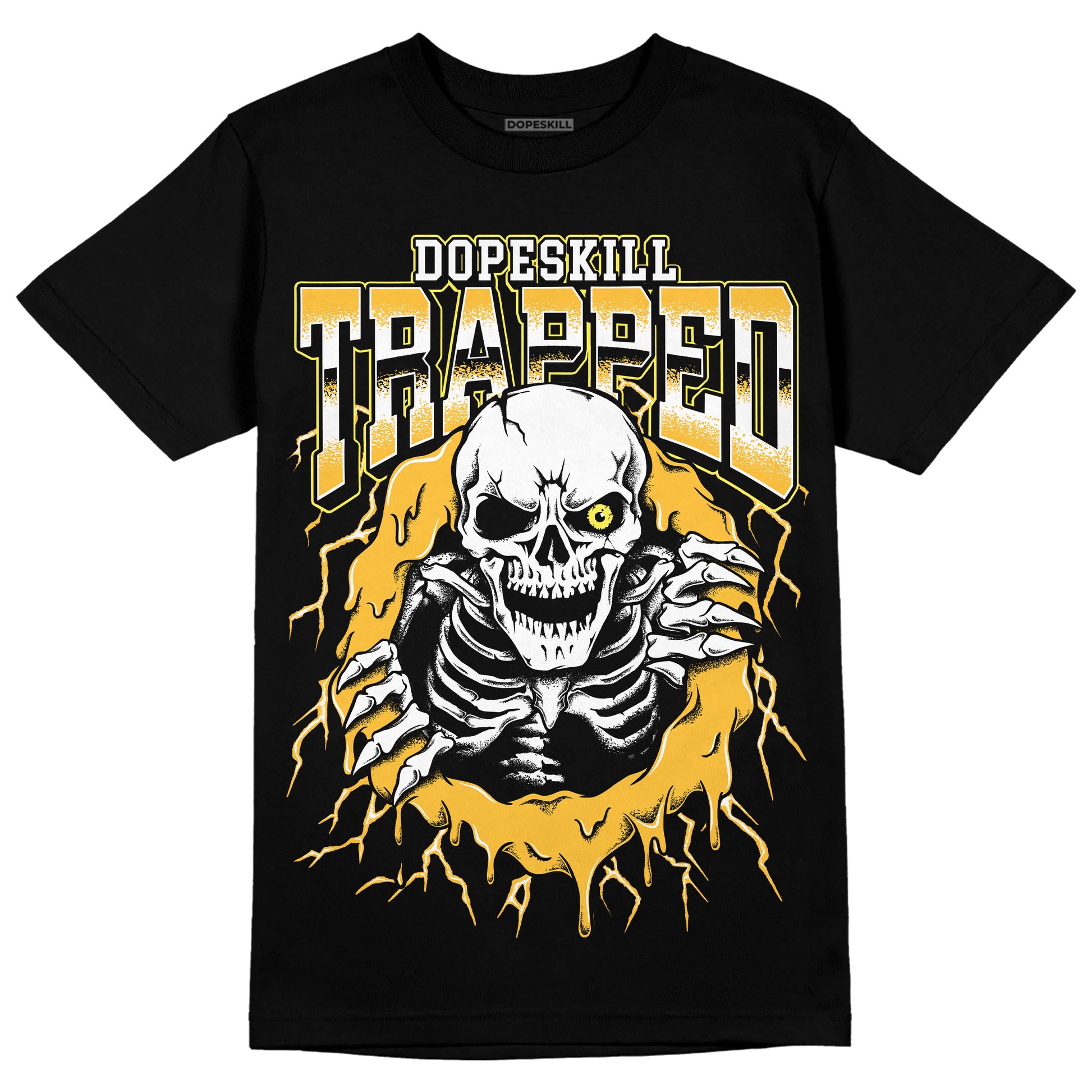 Jordan 8 Taxi Yellow Black DopeSkill T-Shirt Trapped Halloween Graphic Streetwear - Black 