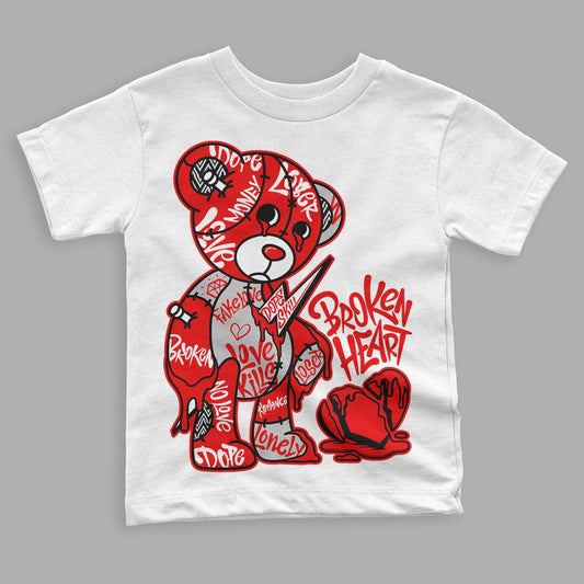 Jordan 12 “Cherry” DopeSkill Toddler Kids T-shirt Broken Heart Graphic Streetwear - White  