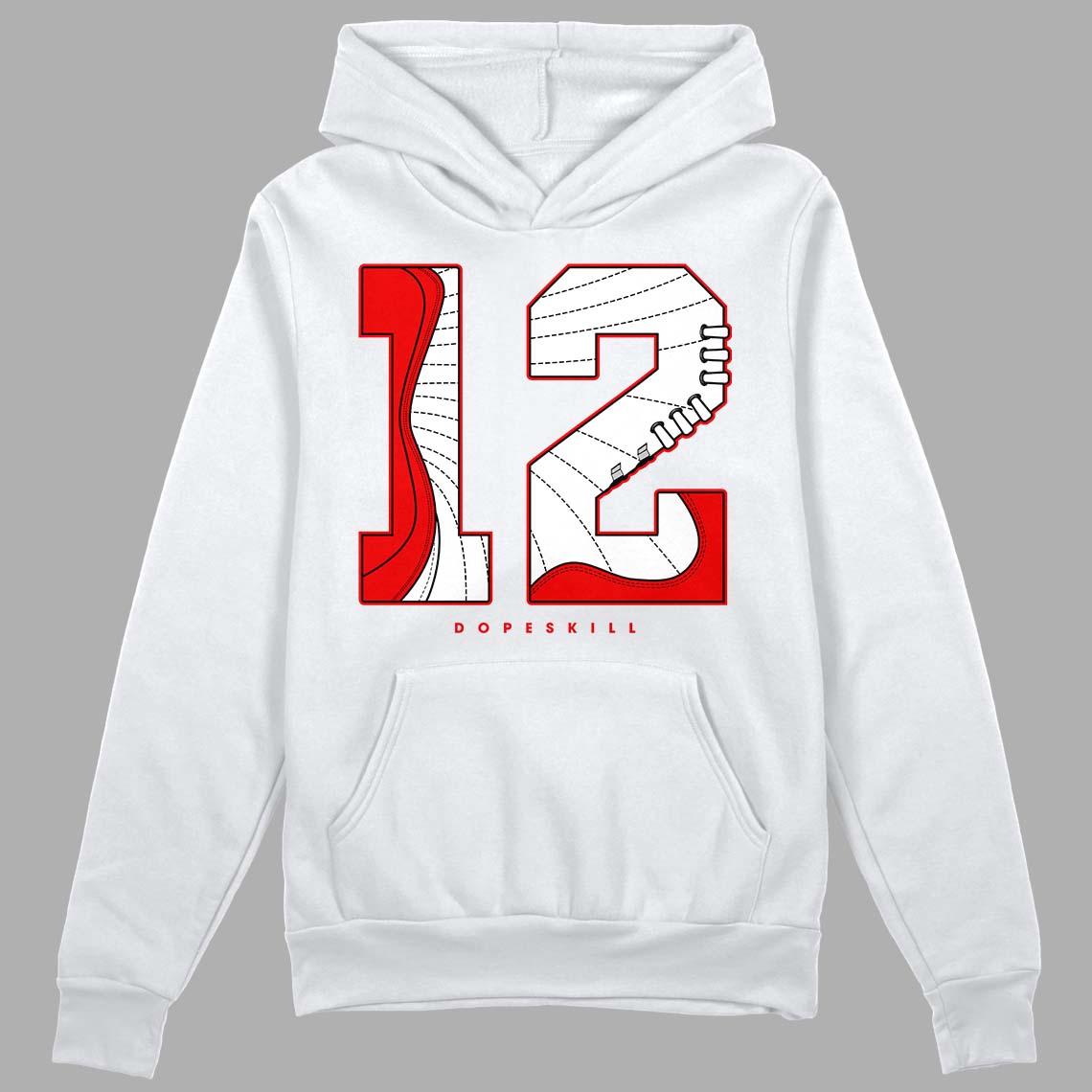 Jordan 12 “Cherry” DopeSkill Hoodie Sweatshirt No.12 Graphic Streetwear - White 