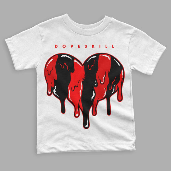 Jordan 1 Retro High OG "Satin Bred" DopeSkill Toddler Kids T-shirt Slime Drip Heart Graphic Streetwear - White