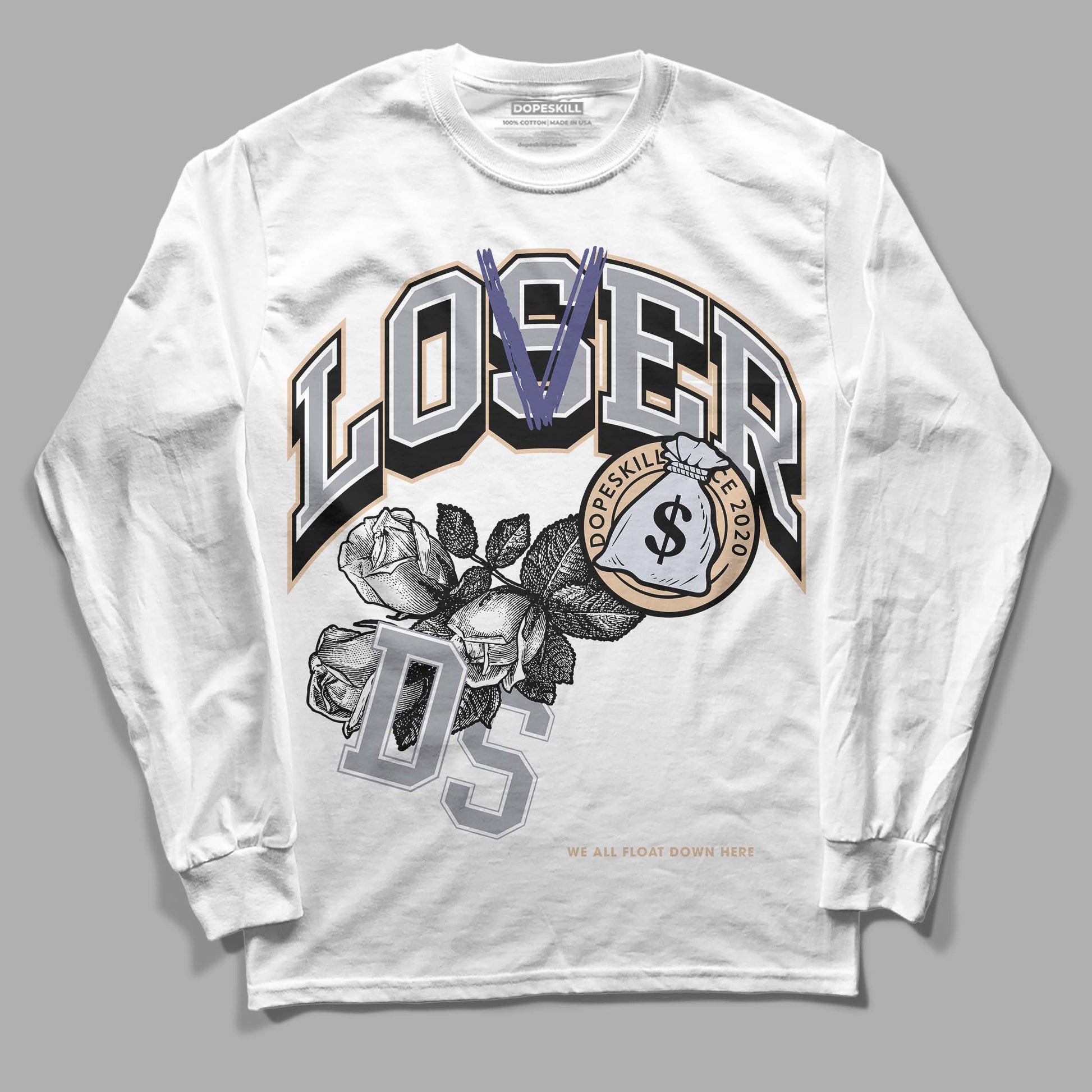 Jordan 4 Retro Frozen Moments DopeSkill Long Sleeve T-Shirt Loser Lover Graphic Streetwear - White 